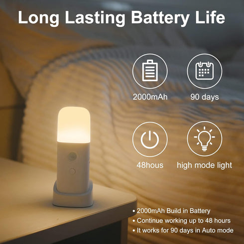 Dimmable Hallway(2Pack) CREWEEL Rechargeable Motion Sensor Night Light, Battery Operated nightlights, Motion Sensor