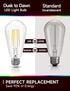 Dusk to Dawn Outdoor Light Bulbs, 6W Equivalent 60W ST64, 2700K Soft White, 600LM LED, E26 Base, 4 Pack