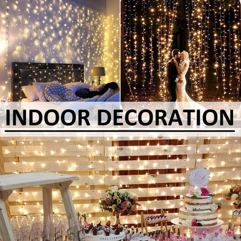 20ft x10ft, 600 Solhice LED Curtain Lights Outdoor LED Plug in Hanging String Lights Indoor Bedroom, Twinkle Light