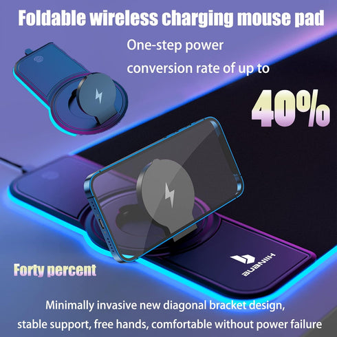 Large Wireless Mouse Pad Charging, 15W Fast Charging, Extended Size, 10 Lighting Modes for Office Mouse Pad - Galaxy
