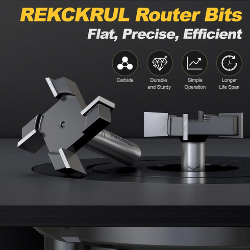 Spoilboard 1/2 Inch 2" 4-Wings, Trimming CNC Surfacing Router Bit Shank, Cutting Diameter Slab Flattening Router Bit