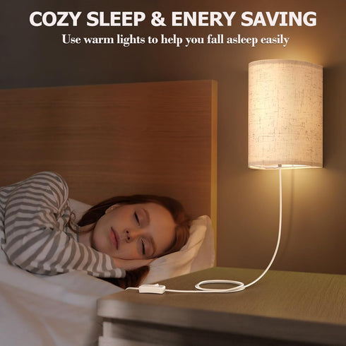 Set 3000K 4500K 6000K OCATO Plug in Wall Sconces of Two: Wall Light Wall Lamp with On/Off Switch Selectable Fixtures
