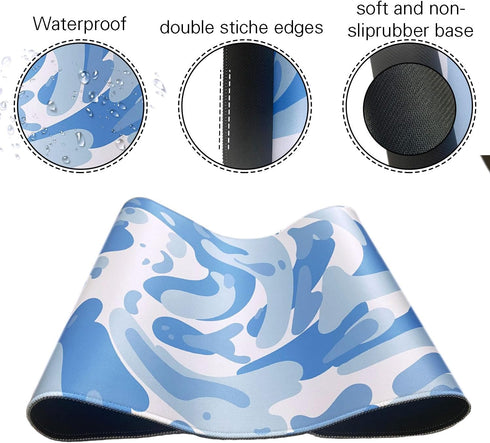 Fluid Pattern XXL Mouse Pad, Super Thick Waterproof Large Gaming Mousepad with Non-Slip Base
