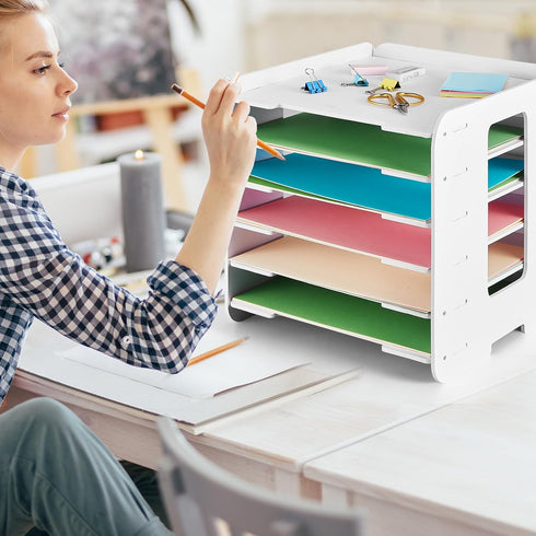 Juexica 6 Tier Scrapbook Paper Organizer, 12 x 12 Stackable File Organizer for Home Office Decorations