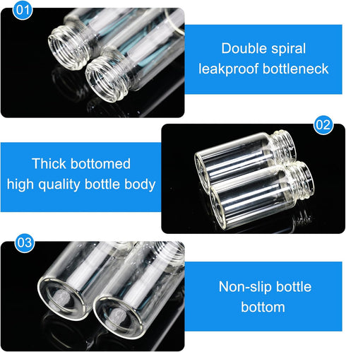 20ml Clear Glass Vials with Screw Caps and Plastic Stoppers, 20PCS Leak-Proof Liquid Storage