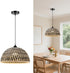 Bamboo Pendant Light Fixture, 9.84 inch One-Light Adjustable Boho Handmade Woven Pendant