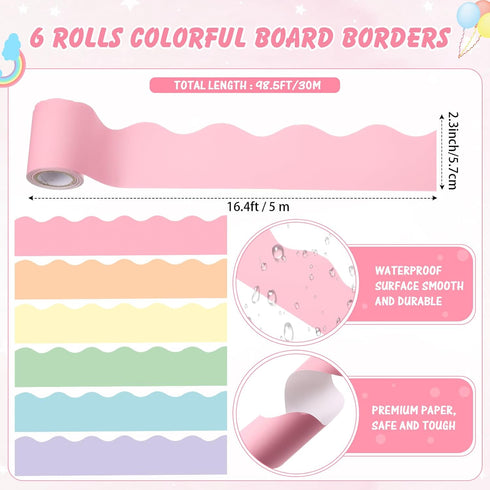 Zhanmai 6 Rolls Classroom Borders for Bulletin Board, 98.5 ft Scalloped Trim for Fall Harvest Thanksgiving
