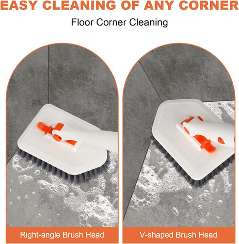 Shower3-in-1 3 Long Handled Scrub Brush for Cleaning Brushes with Different Function Cleaning Heads Brush for Shower