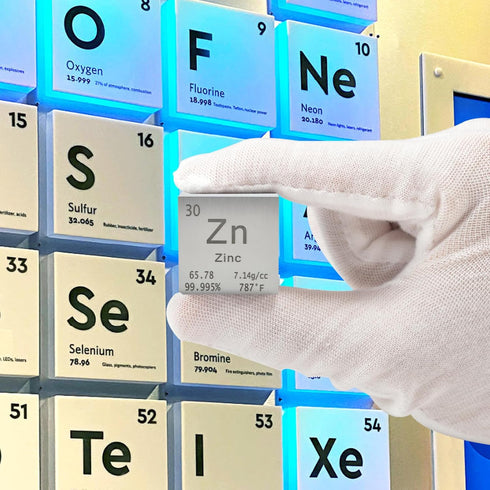 Zinc Cube Metal Density Cubes, Pure High Density Element Cube for Element Collections and Lab Experiment