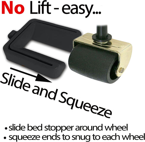 iPrimio No Lift Bed Stoppers, 4 Pack Black Solid Rubber to Prevent Sliding Furniture