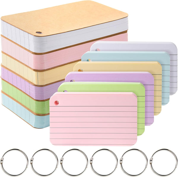 zmybcpack 6 Pack Lined Index Cards 3 x 5 Inches, 600 Pcs