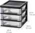 IRIS USA Plastic Stacking Desk Top 3-Drawer Storage Organizer, 4-Pack for Crafts, Office, and Small Organization