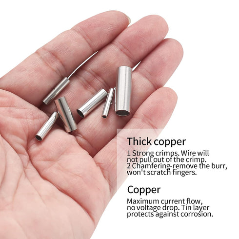 120 Pcs Non Insulated Butt Connectors, 22-16 Gauge Electrical Wire Seamless Crimp Ferrule Terminals Connectors