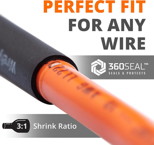 Wirefy Heat Shrink Tubing Kit - 3:1 Ratio Adhesive Lined Shrink Wrap, Automotive Industrial Tubing - Black, Red, 200 PCS