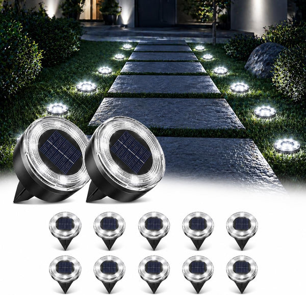 vighep Mini Solar Ground Lights, 12 Pack Solar Lights Outdoor Waterproof, Upgraded