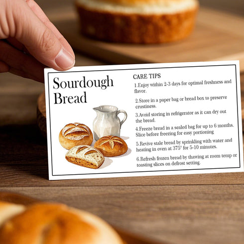 Besttile 50 2x3.5 Inches PCS Sourdough Bread Care Instruction Cards Essential Tips for Preserving Freshness
