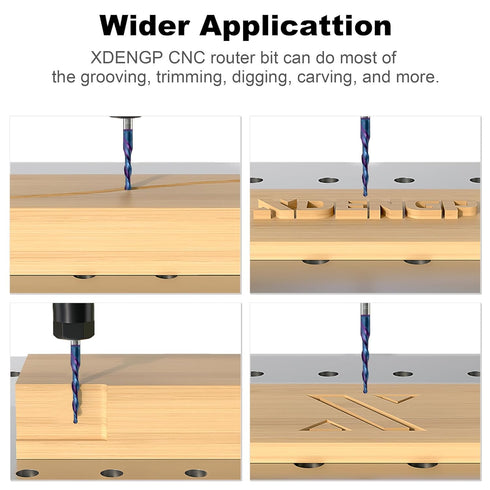 Spiral Tapered Ball Nose Router Bit for CNC: 4.82 Deg, 1 mm Tip Dia, 2 Flute, 1/4 inch Shank for Wood Carving