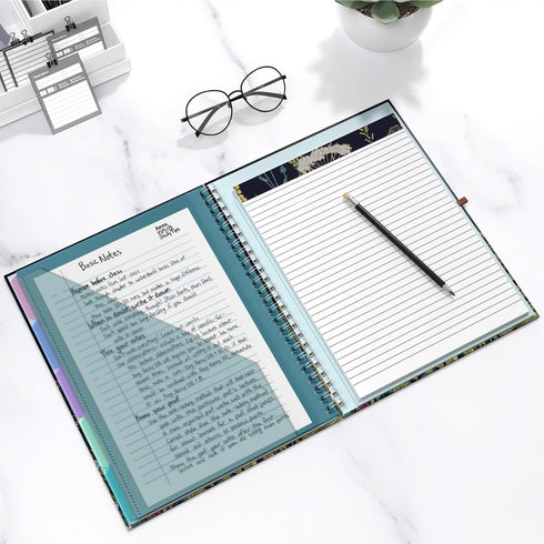 Hongri Clipboard Folio with Refillable Notepad, 5 A4 Folders Storage, Spiral Clip Board Portfolio, Office Supplies