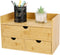 Bamboo Desk Organizer with 3 Drawers, Large Capacity Makeup Storage Box for Home Office and Bathroom