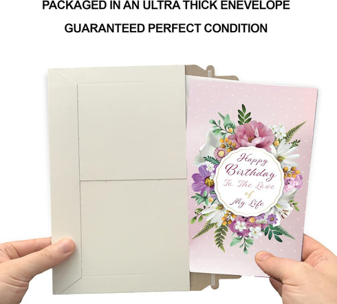 Prime Greetings Birthday Card for Wife, The Love of My Life, Eco-Friendly, Thick Card Stock with Premium Envelope 5in x