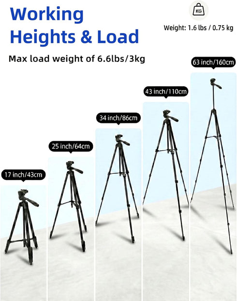 VulcanForge 17"-63" 1.5lb 3D Aluminum Tripod for Laser Level, Lightweight, Pan Tilt with Bubble Level, Quick Release