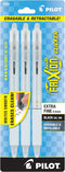 Pilot FriXion Clicker Checker Design Erasable Gel Pens, 0.5mm Extra Fine Point, White Barrel, Black Ink, Pack of 3