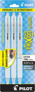 Pilot FriXion Clicker Checker Design Erasable Gel Pens, 0.5mm Extra Fine Point, White Barrel, Black Ink, Pack of 3