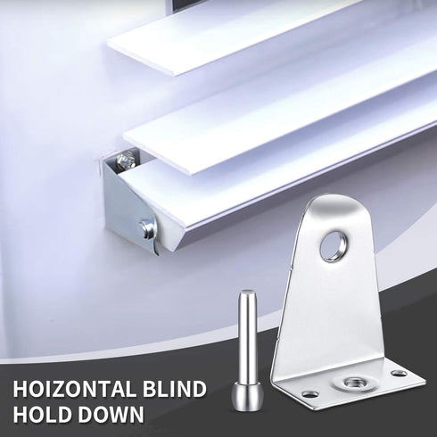 2 Inch Metal Hold Down Brackets and Pins, Blind Brackets for Horizontal Blinds Shades Windows Doors (8)