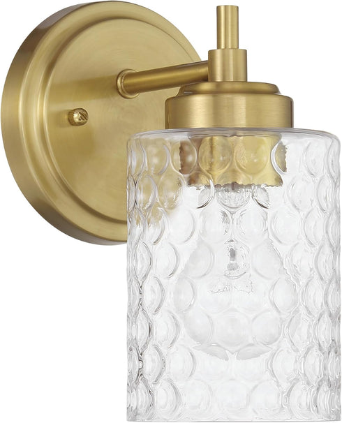 1 10 Craftmade - Claire Light in. Satin Brass Finish Wall Sconce with Clear Bubble Glass