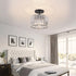 Decoluminner Crystal Ceiling Light Semi Flush Mount Ceiling Light Crystal Chandelier Hallway Light fixtures Black Close