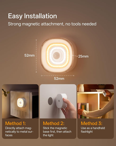 4 Pack 100LM Counter, Homelist Small Rechargeable Motion Sensor Light, COB Light Source Puck Lights Rechargeable