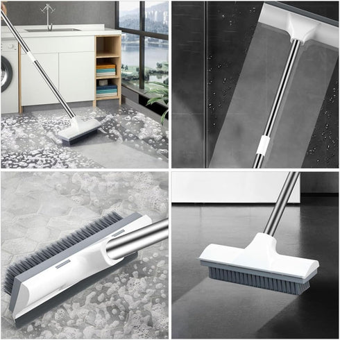 POPETPOP Floor Scrub Brush with Long Handle Stiff Bristles Tile and Grout Cleaning Brush for Bathroom and Kitchen
