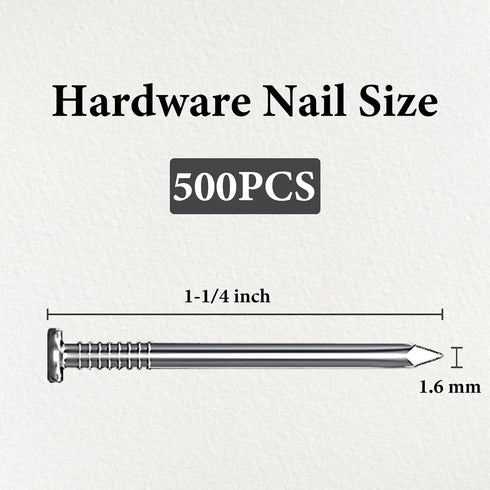 500PCS 1-1/4 In Hardware Nails, Galvanized Long Nails for Hanging Pictures and Woodworking, Suit for Drywall