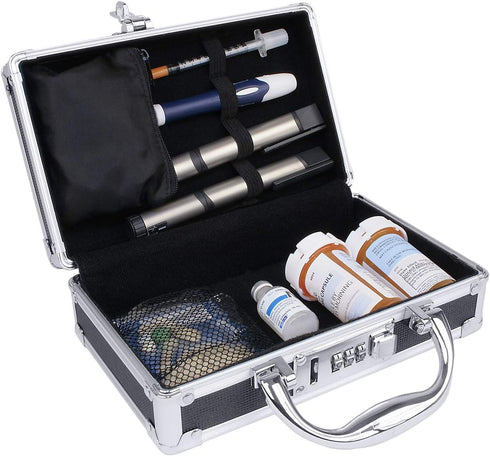 Vaultz Medicine Safe Case with Combination Lock - Pack of 3, 8.35 x 5 x 2.5, Black