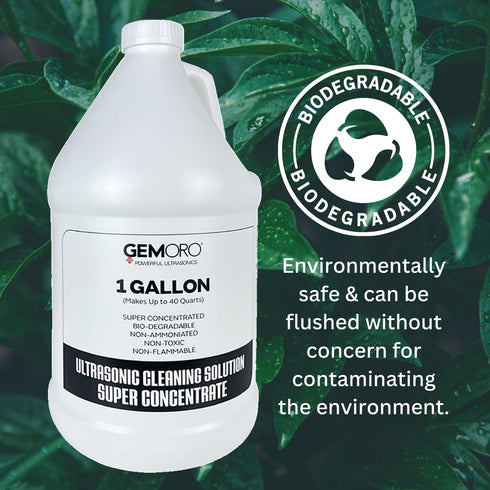 GemOro Jewelry Cleaner Solution Concentrate - Professional Performance for Ultrasonic Machines (1 Gallon)
