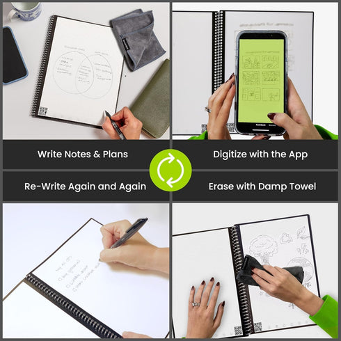Rocketbook Core Reusable Spiral Notebook, Letter Size 8.5x11, Camo - App-Connected, Erasable, Durable Cover for School