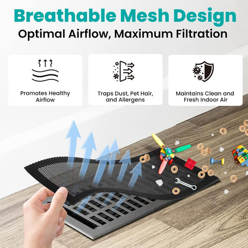 Floor Vent Covers 4"x10" - 6 Pack Magnetic Air Vent Filters with Mesh Screen Dust Filter for Home HVAC & RV Vents