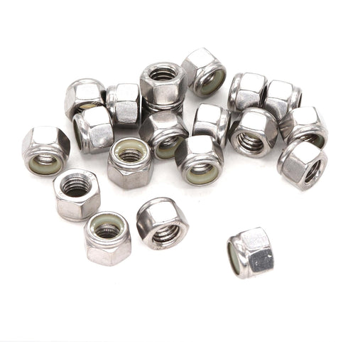 binifiMux 50pcs 1/4-20 Inch 304 1/4" Nylon Inserted Self Locking Nuts - Stainless Steel, Nylock Nuts for Furniture