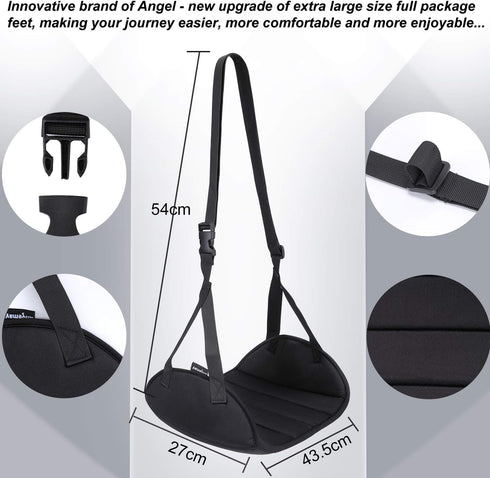 Upgraded Airplane Foot Rest (Premium Memory Foam) - Thickened Super-Size Foot Hammock for Long Flight Travel Essentials
