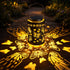 Outdoor Solar Butterfly Lantern Waterproof, Hanging Metal Garden Lantern with Warm Butterfly