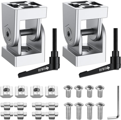 JiGiU 2 Pcs Die-Cast Zinc Alloy Pivot Joint for 3030 Series Aluminium Profile Extrusion, 180° Adjustable Brackets
