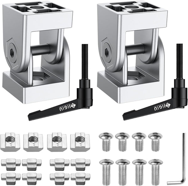 JiGiU 2 Pcs Die-Cast Zinc Alloy Pivot Joint for 3030 Series Aluminium Profile Extrusion, 180° Adjustable Brackets