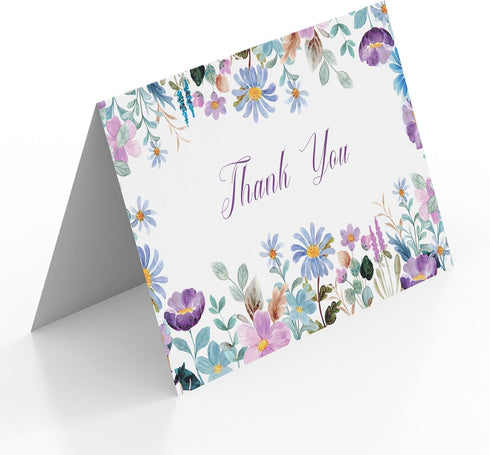 BZHTRMK 20PCs, 4 6 inch. Elegant Floral Surrounded Thank You Cards with Envelopes, Warm Appreciation, Blank Inside