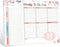 Weekly Desk Planner Pad, 8.5"×11", 52 Undated Tear Off Sheets, Spiral Binding, Pink, Organizer for Work, School, Home