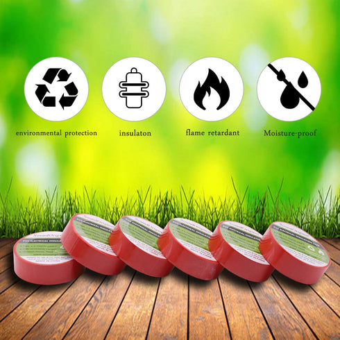 Electrical Tape Red, 6 Pack, 3/4-Inch by 30 Feet, 600V Dustproof Adhesive for Home Vehicle Wiring
