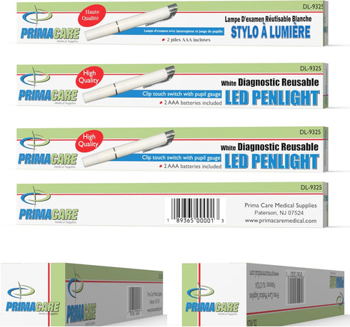 Primacare DL-9325 LED Diagnostic Penlight, Reusable, Lightweight, Medical Pen Light, Batteries Included