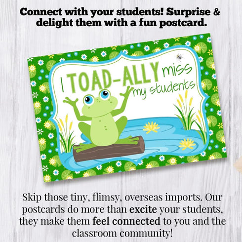 I Miss My Students Blank Postcards for Teachers, 30 Total 4"x6" Fill In Notecards (5 of Each Design)