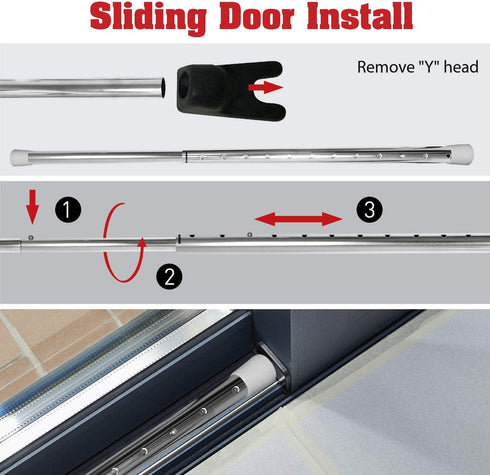 3-in-1 (1 Pack SECURITYMAN Door Security Bar, Security Door Stoppers & Door Barricade Heavy Duty Adjustable Iron