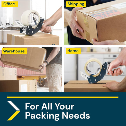 Excell Low Noise Tape Dispenser, 2" Wide with Pushflap Technology for Quiet Carton Sealing - Includes Tape Roll