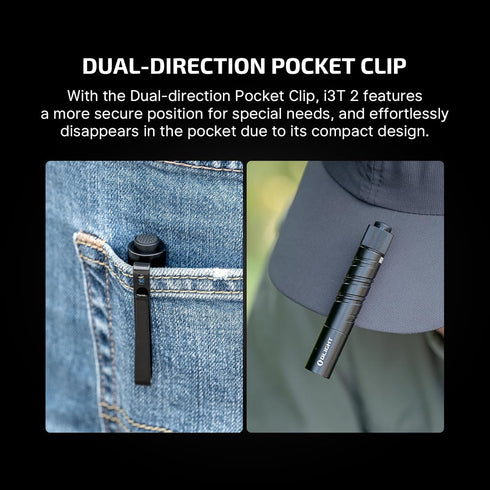 I3T 2 200 OLIGHT EOS Pocket EDC Flashlight, Lumens Compact Bright Handheld Flash Lights, Dual-Output Tail Switch